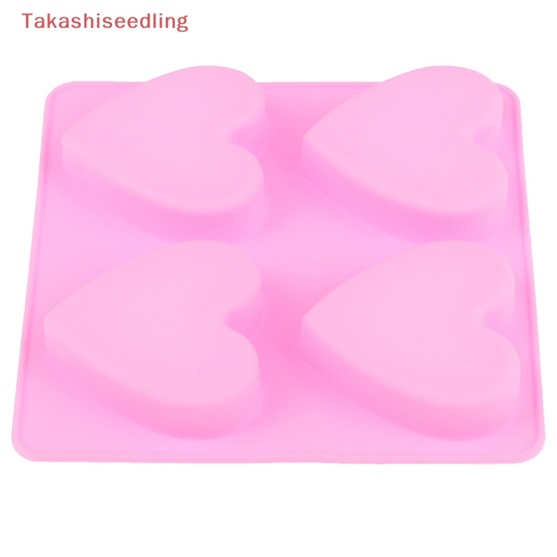 Khuôn Silicone Làm Xà Phòng 4 Ngăn Hình Trái Tim 3d
