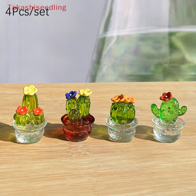 Set 4 Đồ trang trí Cây Xương Rồng Tỉ Lệ 1: 12 Trang Trí Tiểu Cảnh / Nhà Búp Bê