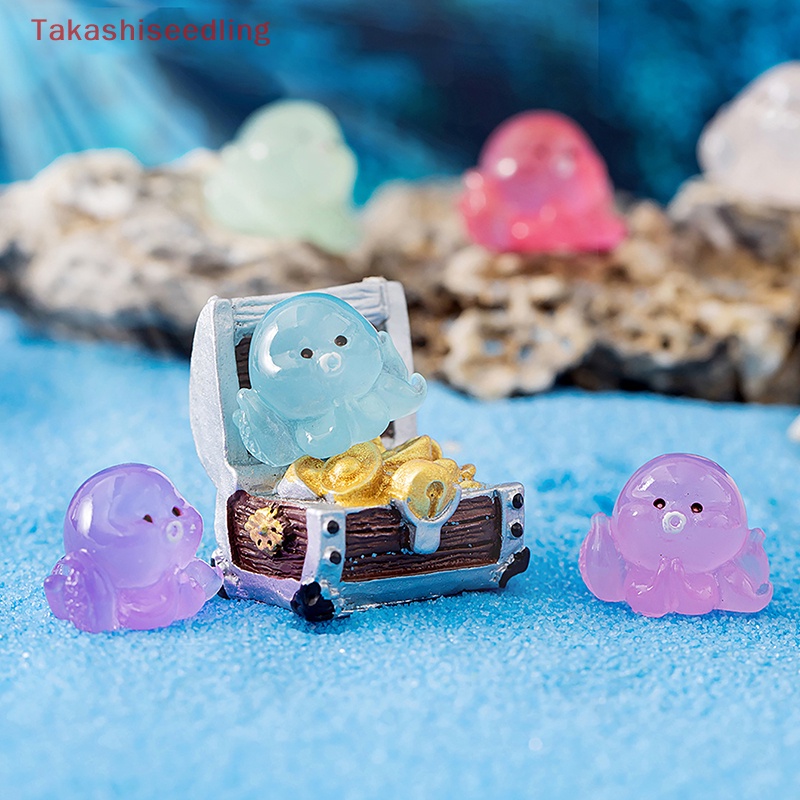 Set 1 / 5 Tượng Bạch Tuộc Hoạt Hình Mini Bằng Nhựa Resin Dạ Quang Trang Trí Bảng Điều Khiển Xe Hơi