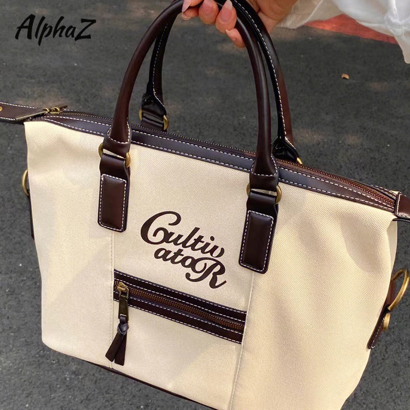 AlphaZ Túi Xách canvas Sức Chứa Lớn Đơn Giản Thời Trang Theo Phong Cách Mỹ Cho Nữ