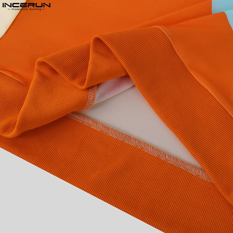 Áo thun INCERUN tay ngắn cổ tròn in họa tiết nhiều màu sắc cá tính thời trang cho nam