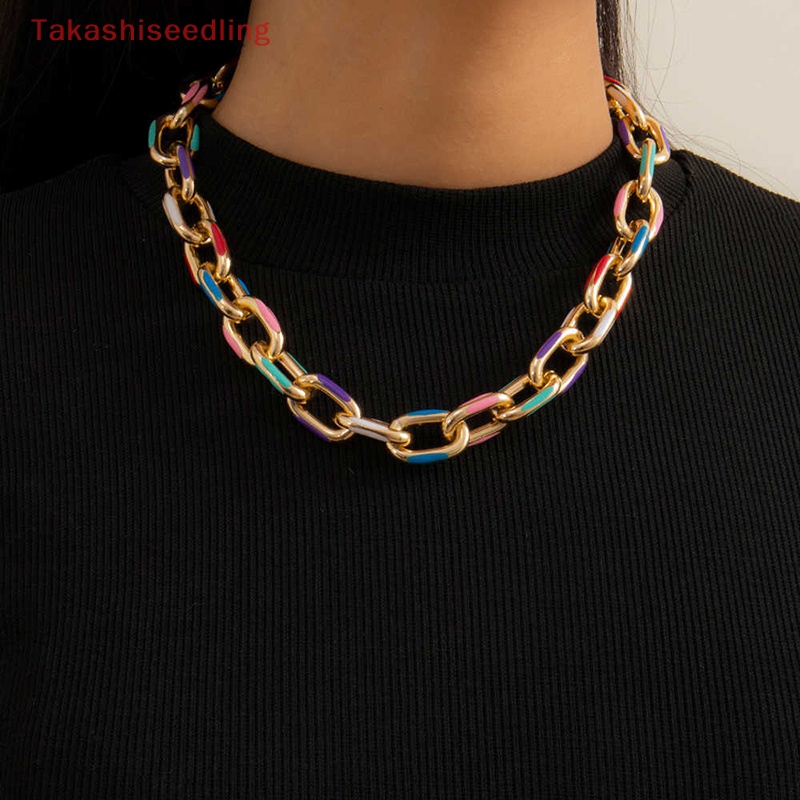 (Takashiseedling) Vòng Cổ Choker Dây Xích Nhôm Sơn Màu Sắc Cho Nữ