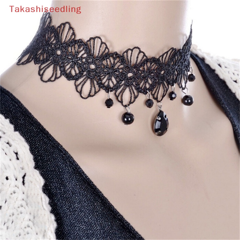 Vòng Cổ Choker Ren Hoa Màu Đen Phong Cách Gothic Thời Trang