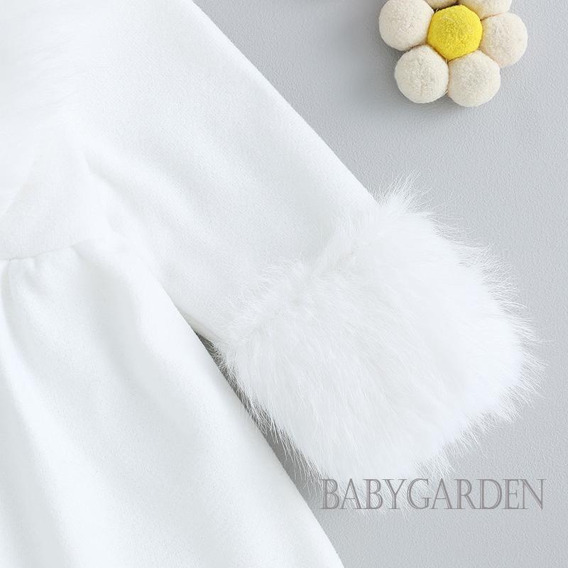 Áo Khoác Lông Cổ Đứng Tay Dài Cho Bé Gái 3-7 Tuổi Trắng