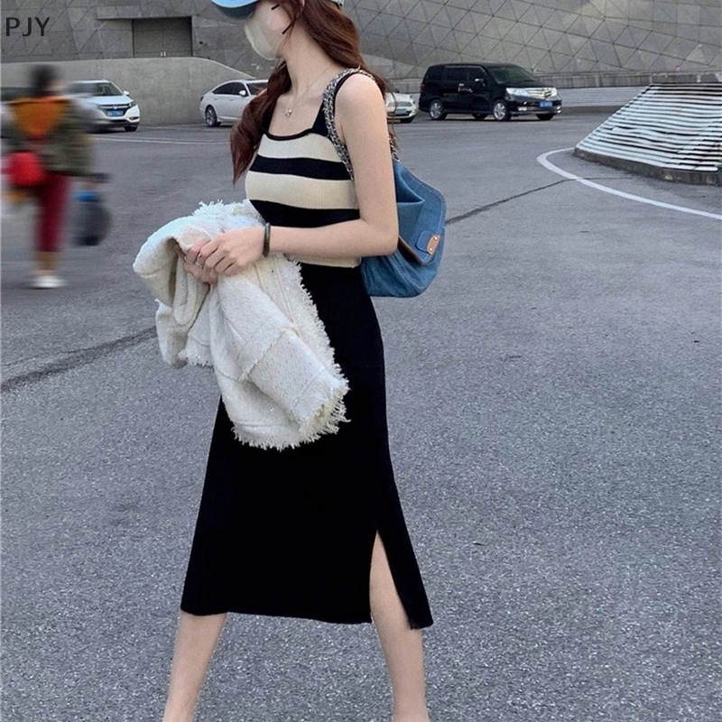 Áo Đầm PJY Dệt Kim Co Giãn Thoải Mái Thời Trang Đường Phố Mùa Hè Cho Nữ