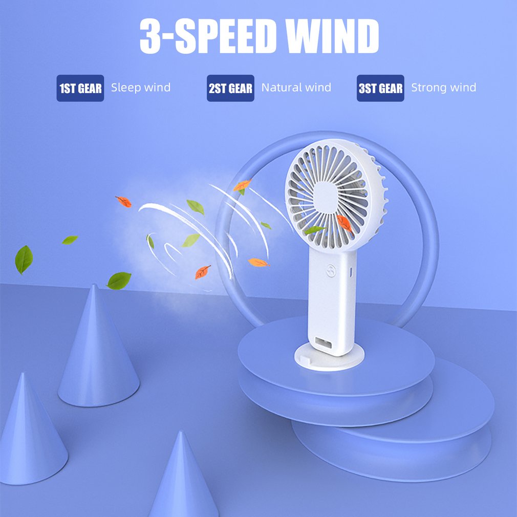 =Christmas=GS07 Fan Mini Handheld USB Rechargeable Wind Power USB Fan With Base Bracket