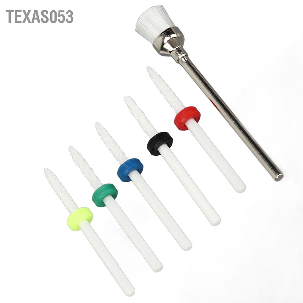 Texas053 6 Chiếc Móng Bộ Mũi Khoan Chuyên Nghiệp Tại Nhà Salon Gốm Lớp Biểu Bì Tẩy Bit Cho Nghệ Sĩ Làm Người Mới