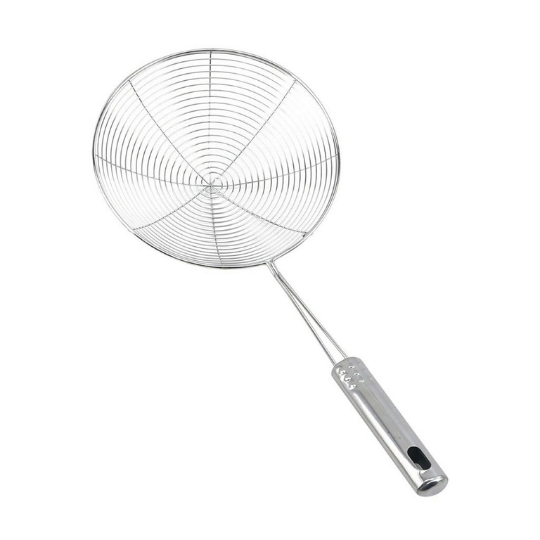 =Christmas=Steel Handle Stainless Steel Wire Scoop Frying Filter Kitchen Supplies