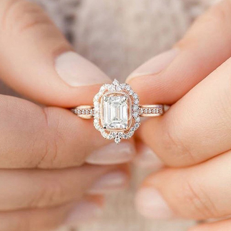 Nhẫn Đính Đá Thời Trang Màu Vàng Hồng Lãng Mạn Chất Lượng Cao Cho Nữ