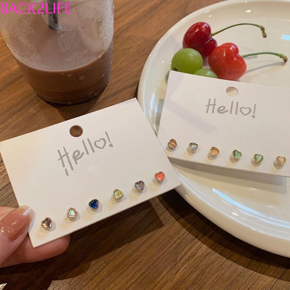 BACK2LIFE Set Bông Tai Trái Tim Mini Thanh Lịch Thời Trang Hàn Quốc