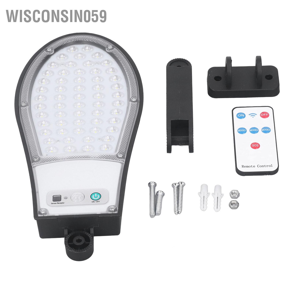 Wisconsin059 Điều khiển từ xa Đèn LED năng lượng mặt trời tường chống nước IP64 Cảm ứng cơ thể con người chiếu sáng 360 ° cho nhà để xe