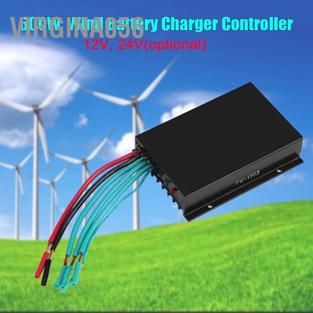 Virgina056 Bộ điều khiển sạc máy phát điện tua bin gió 12V/24V 600W chỉnh đèn LED chỉ báo chống nước