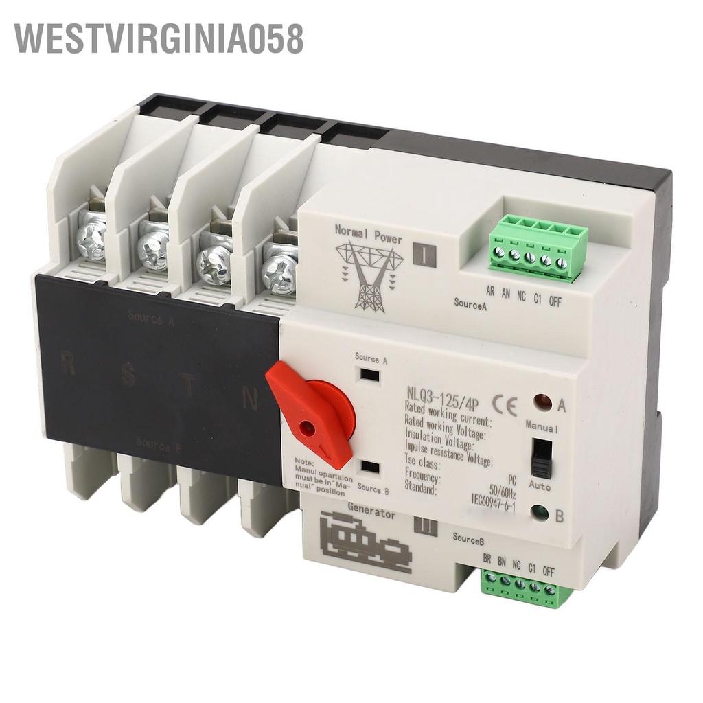 Westvirginia058 Công tắc chuyển nguồn tự động kép điều khiển mạch nhanh 4P PC AC 110V 80A