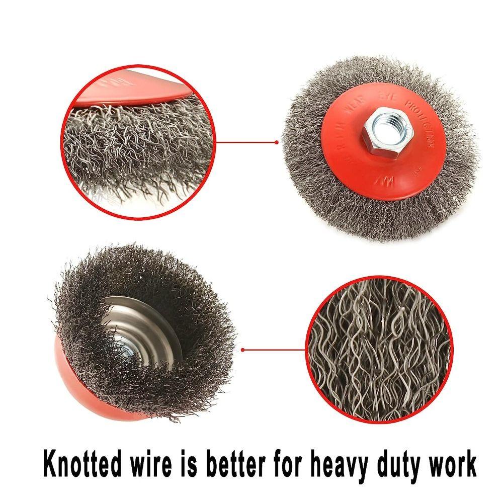 CONOPERY 4Pcs Twisted Knotted Cup Brush, 5/8-Inch-11