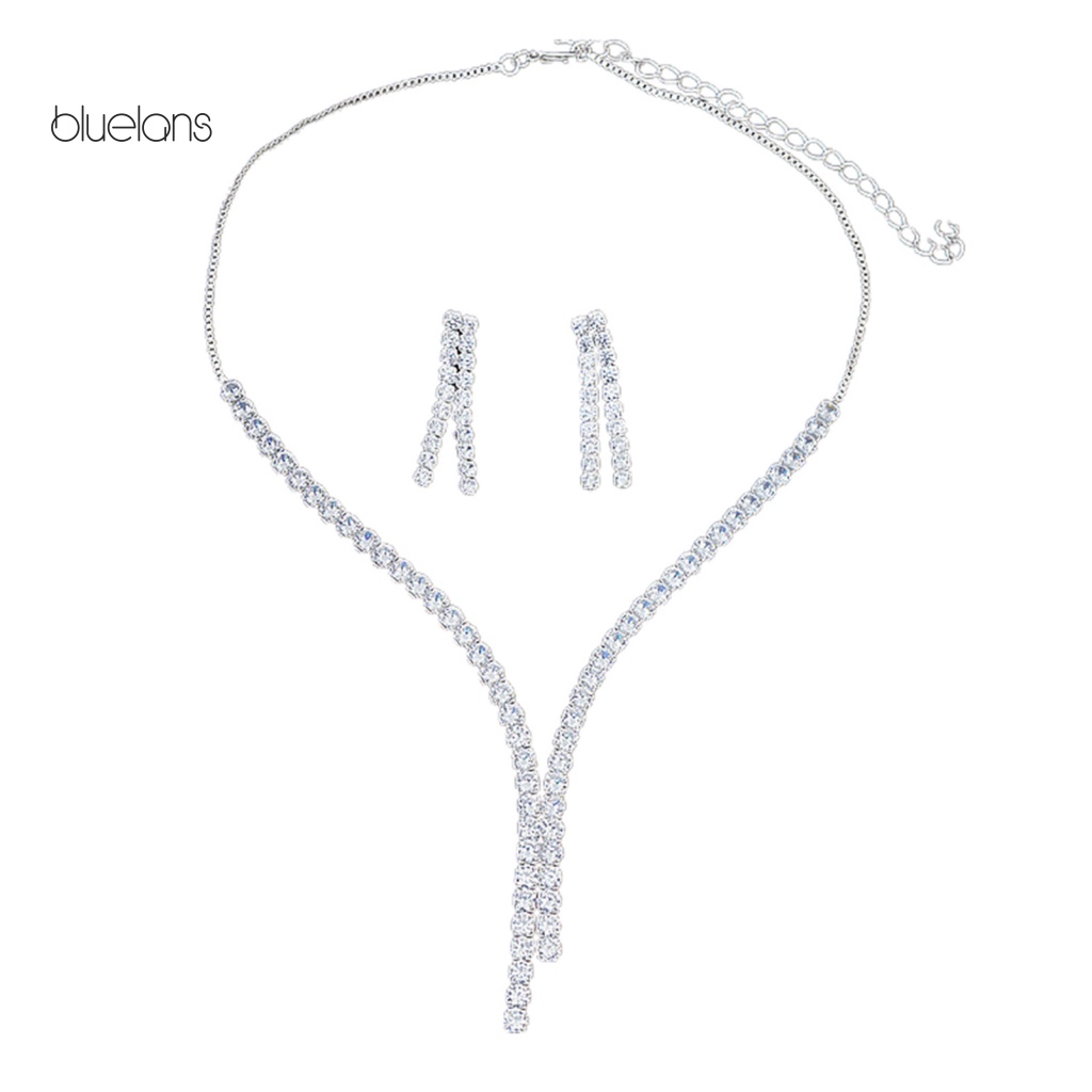 1 Set Vòng cổ Và Bông Tai Đính Đá Lấp Lánh Sang Trọng Cho Nữ