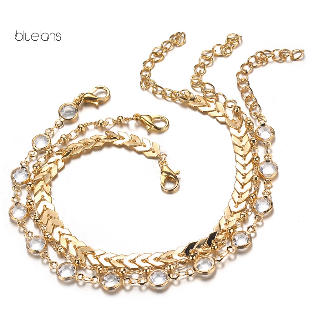 Set 3 Lắc Chân Đính Đá Phong Cách Bohemian Cho Nữ