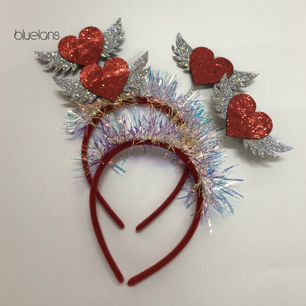 Băng Đô Đính Kim Sa Hình Trái Tim Màu Tương Phản Chống Trượt Làm Phụ Kiện Chụp Ảnh