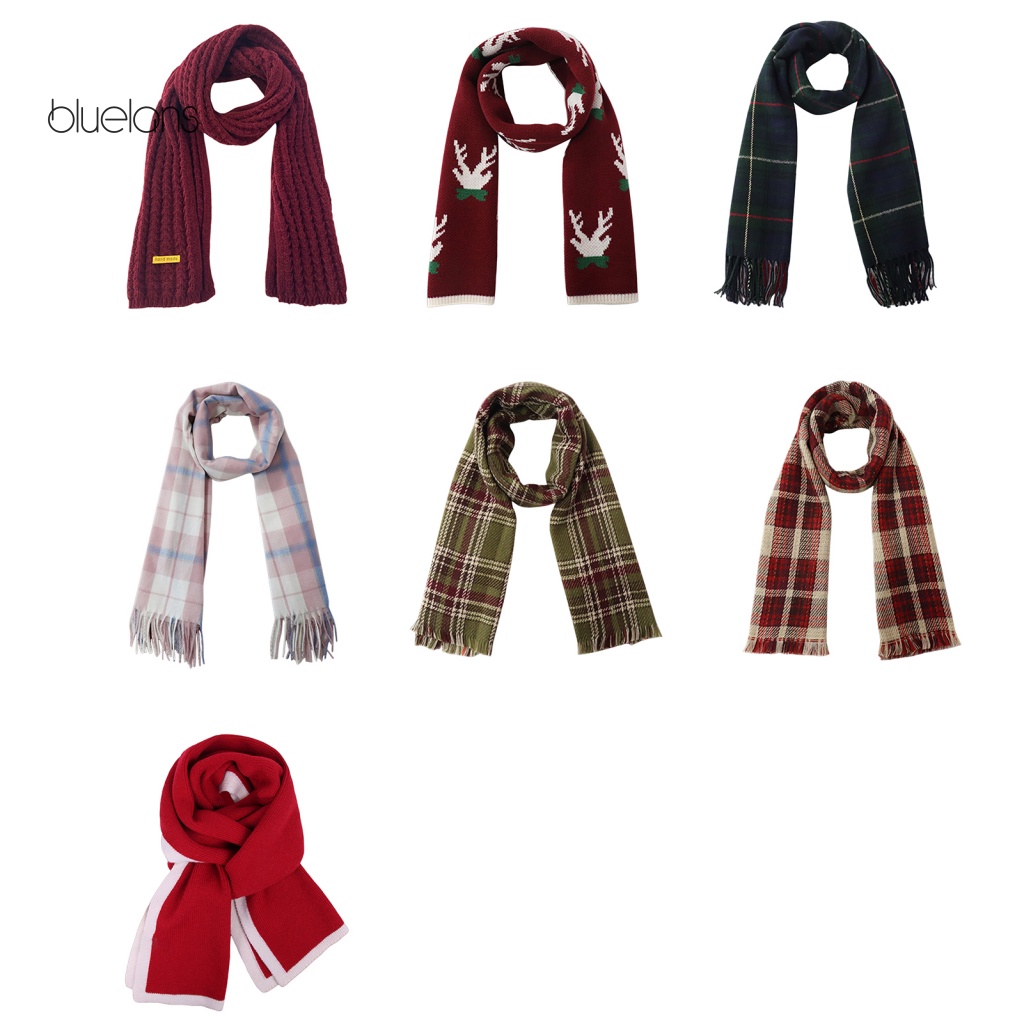 Khăn Choàng Cổ Tua Rua Dày Dặn Thoải Mái Họa Tiết Tuần Lộc Giáng Sinh / Năm Mới Cho Nữ
