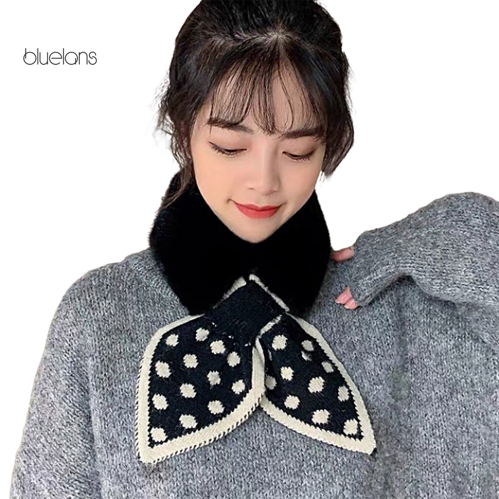 Khăn Choàng Lông Thỏ Giả Dày Dặn Màu Trơn Thắt Nút Chéo Đuôi Cá Ấm Áp Cho Nữ Hoạt Động Ngoài Trời