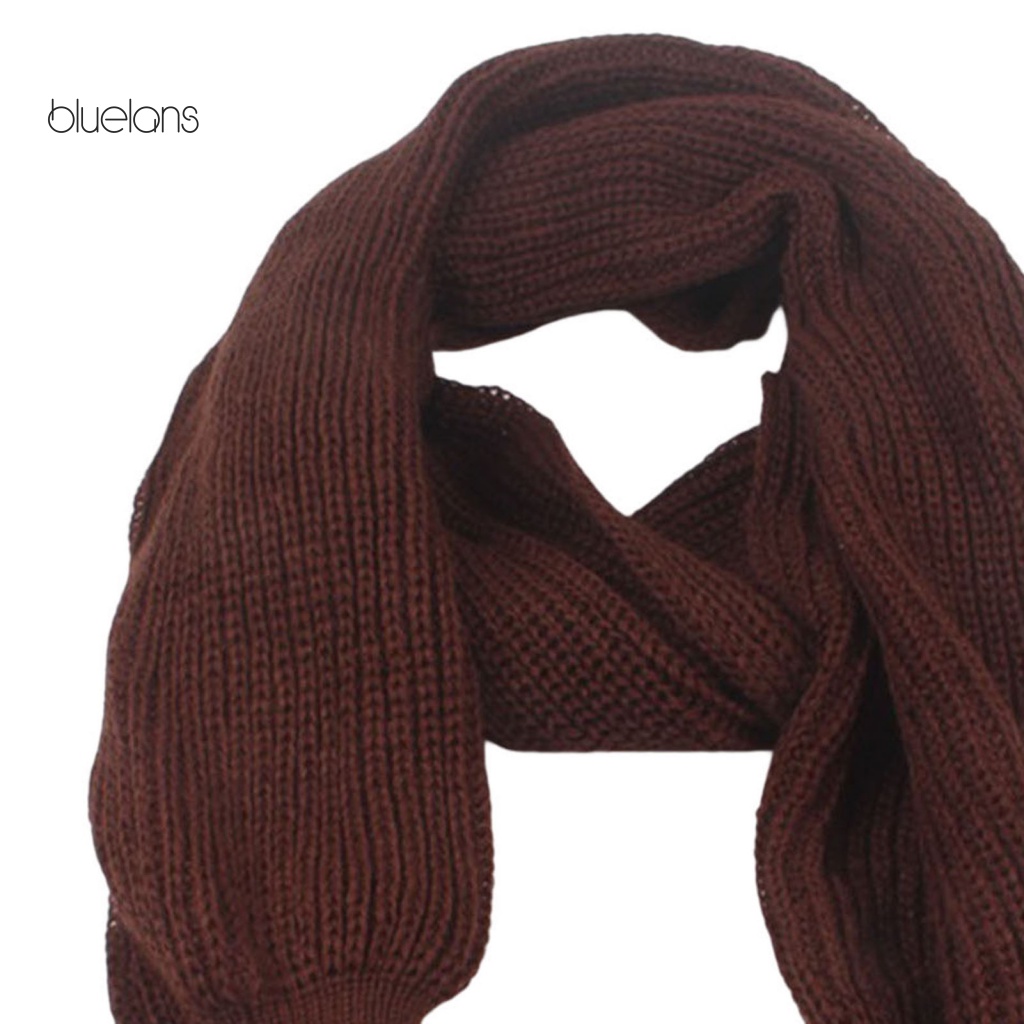 Khăn Choàng Dệt Kim Tay Dài Màu Trơn Mềm Mại Co Giãn Giữ Ấm Mùa Đông Phong Cách Mỹ Cho Nữ