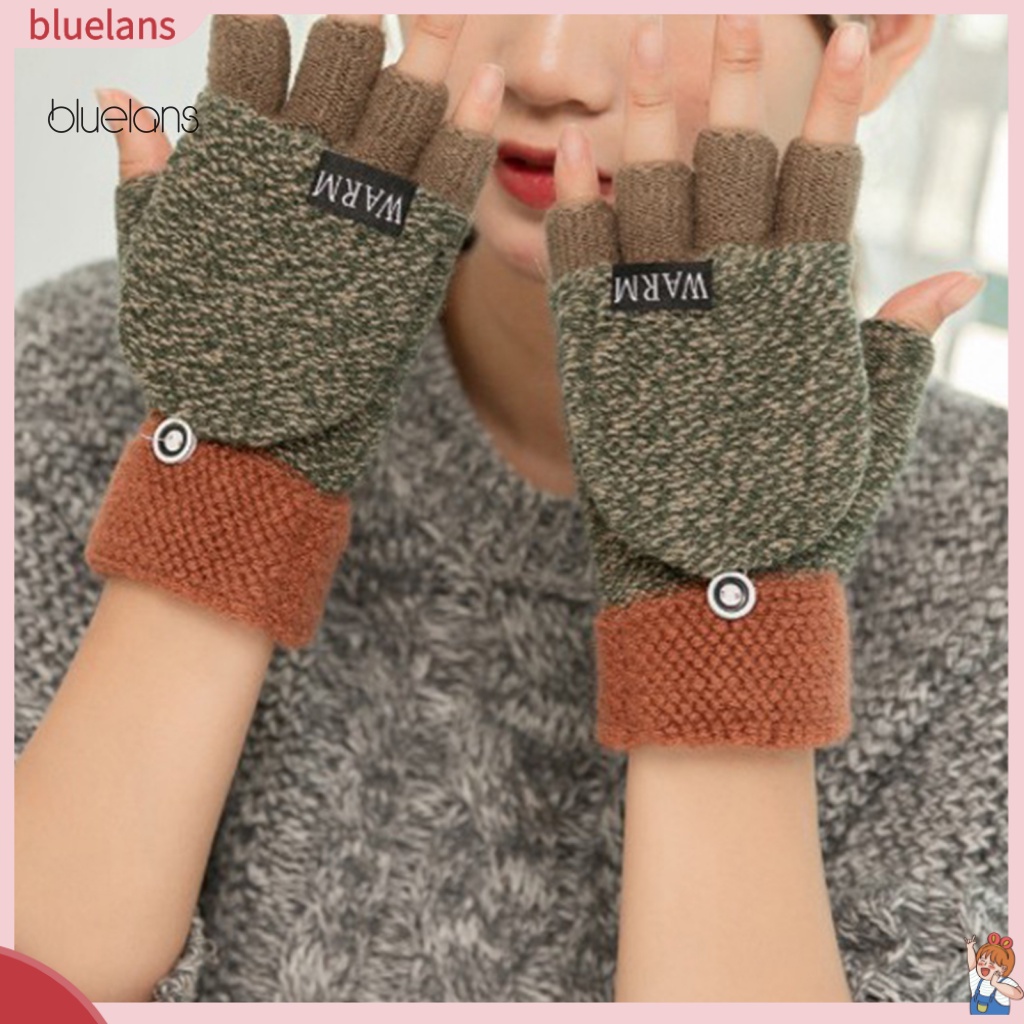 1 Đôi Găng Tay Len Mùa Đông Thiết Kế Vỏ Sợi Len Thân Thiện Với Da Thiết Kế Đuôi Người