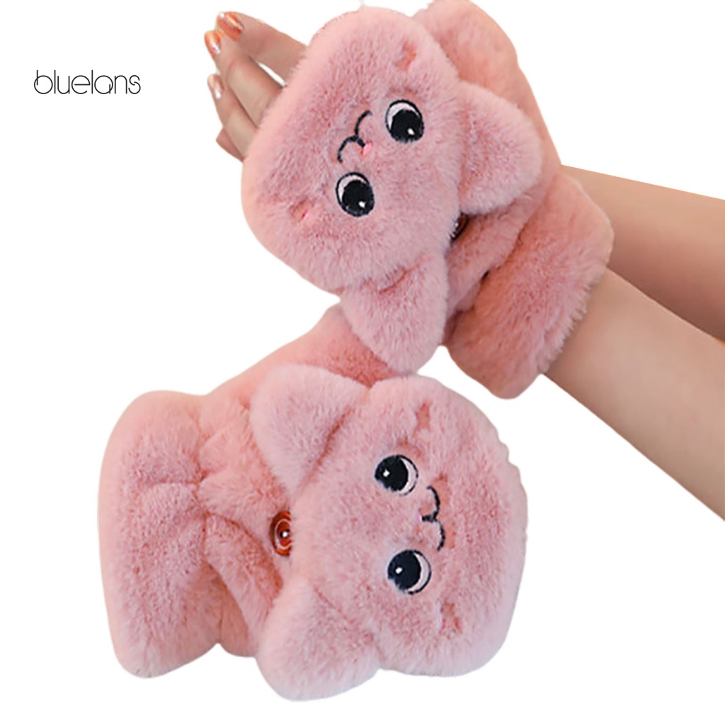 1 Đôi Găng Tay Hở Ngón Hình Mèo Hoạt Hình Giữ Ấm Mùa Đông Cho Nữ