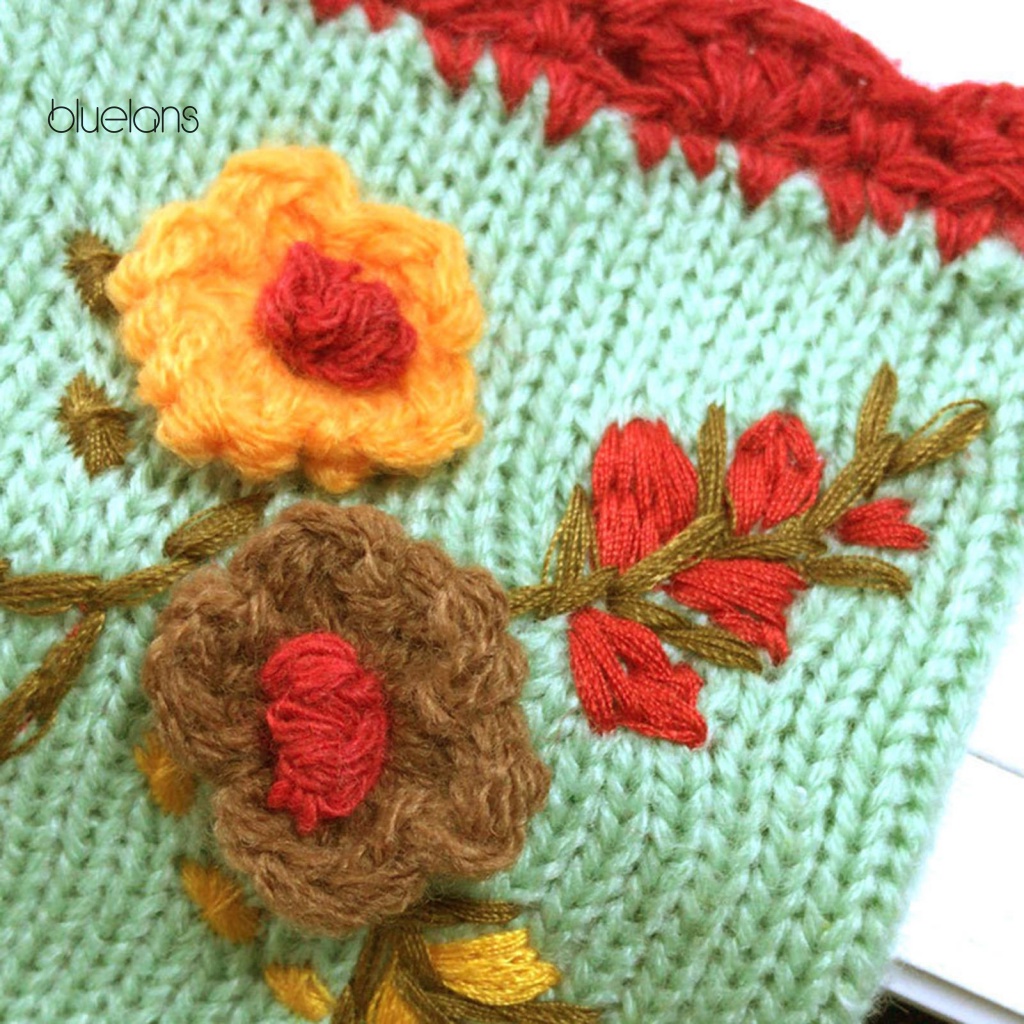 1 Đôi Găng Tay Len Rỗng Co Giãn Thêu Hoa Cho Nữ