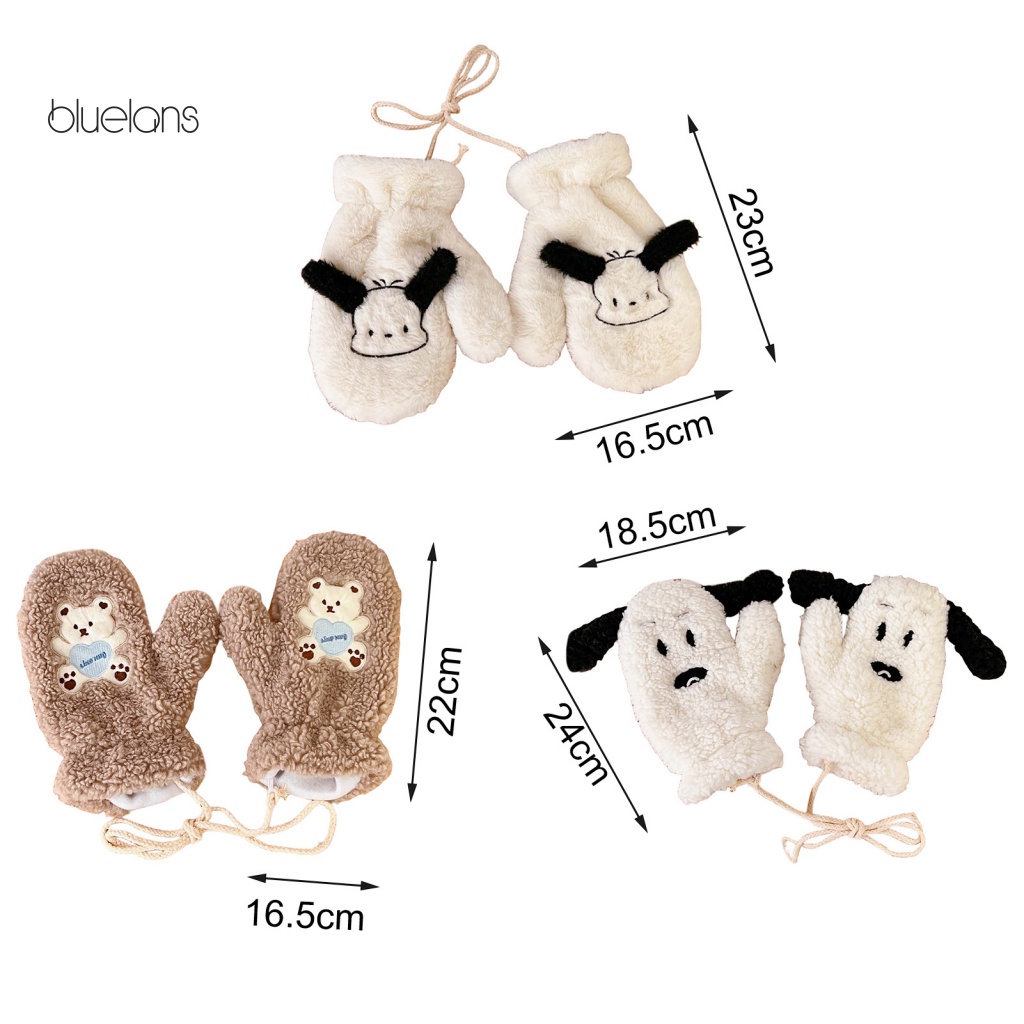 1 Cặp Găng Tay Dây Thừng Co Giãn Dày Dặn Hình Gấu Hoạt Hình Dùng Để Hóa Trang Trượt Tuyết Mùa Đông Cho Nữ