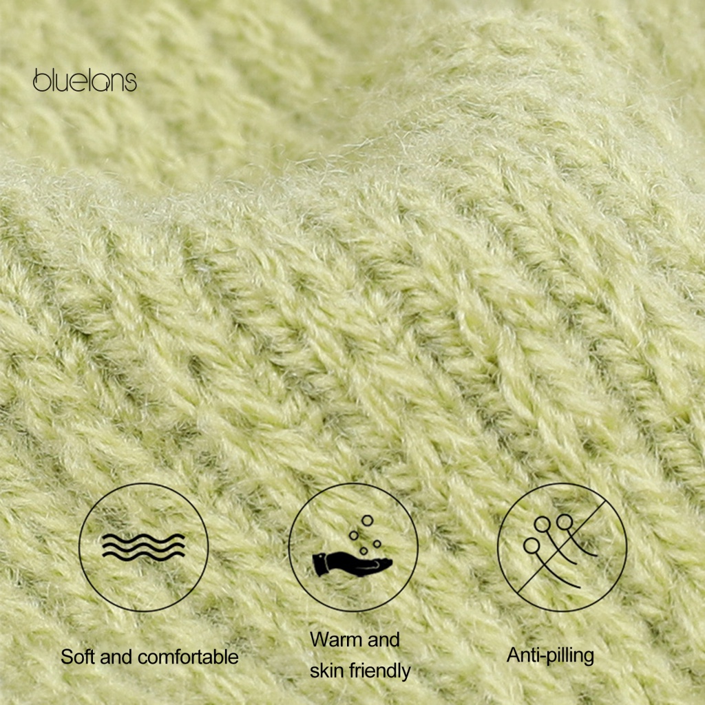 1 Đôi Găng Tay Len Giữ Ấm Mềm Mại Màu Tương Phản Có Thể Chạm Màn Hình Cảm Ứng