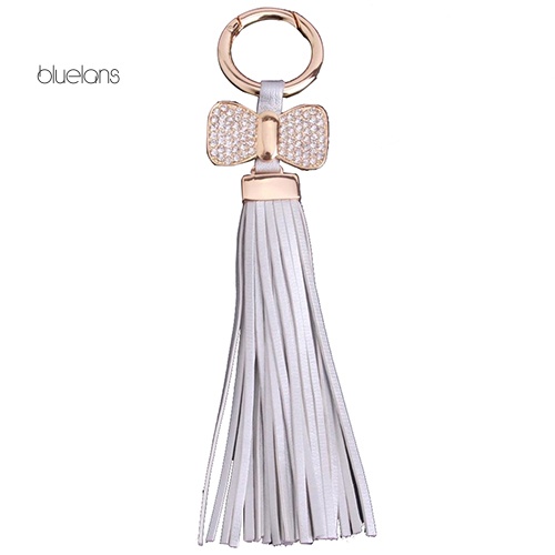 Móc Khóa Giả Da Đính Nơ Tua Rua Thời Trang