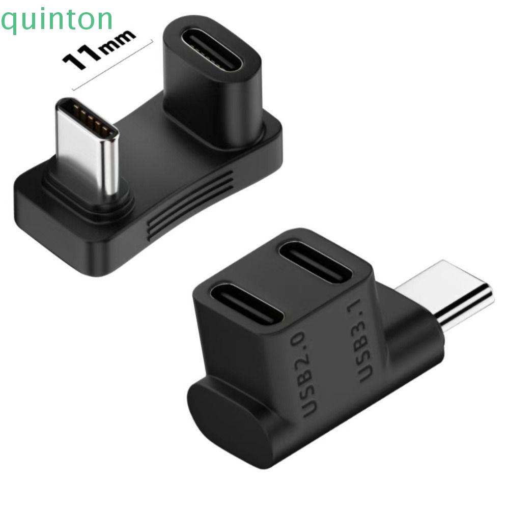 QUINTON Bộ Chuyển Đổi USB C 2 Trong 1 Loại C PD 100W 10Gbps Đầu Đực Sang Đầu Cái Sạc Nhanh Cho Laptop / Máy Tính Bảng