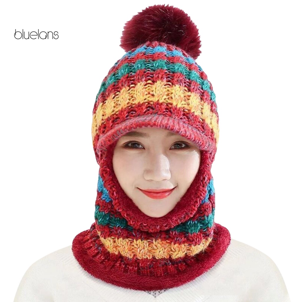 Bluelans Mũ Dệt Kim Co Giãn Đính Bóng Lông Nhiều Màu Sắc Bảo Vệ Cổ Giữ Ấm Mùa Đông Cho Nữ