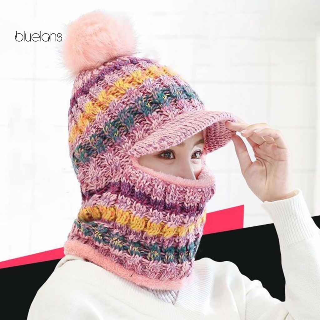 Bluelans Mũ Dệt Kim Co Giãn Đính Bóng Lông Nhiều Màu Sắc Bảo Vệ Cổ Giữ Ấm Mùa Đông Cho Nữ