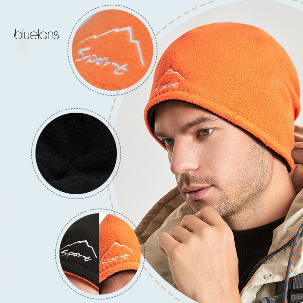 Mũ Beanie Hai Mặt Mềm Mại Co Giãn Màu Trơn Chống Gió Giữ Ấm Mùa Đông Mang Đi Xe Đạp Hàng Ngày