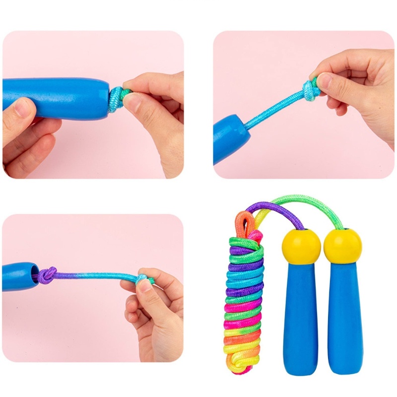 QQ Dây Nhảy Cotton Tay Cầm Gỗ Có Thể Điều Chỉnh Độ Dài Cho Bé