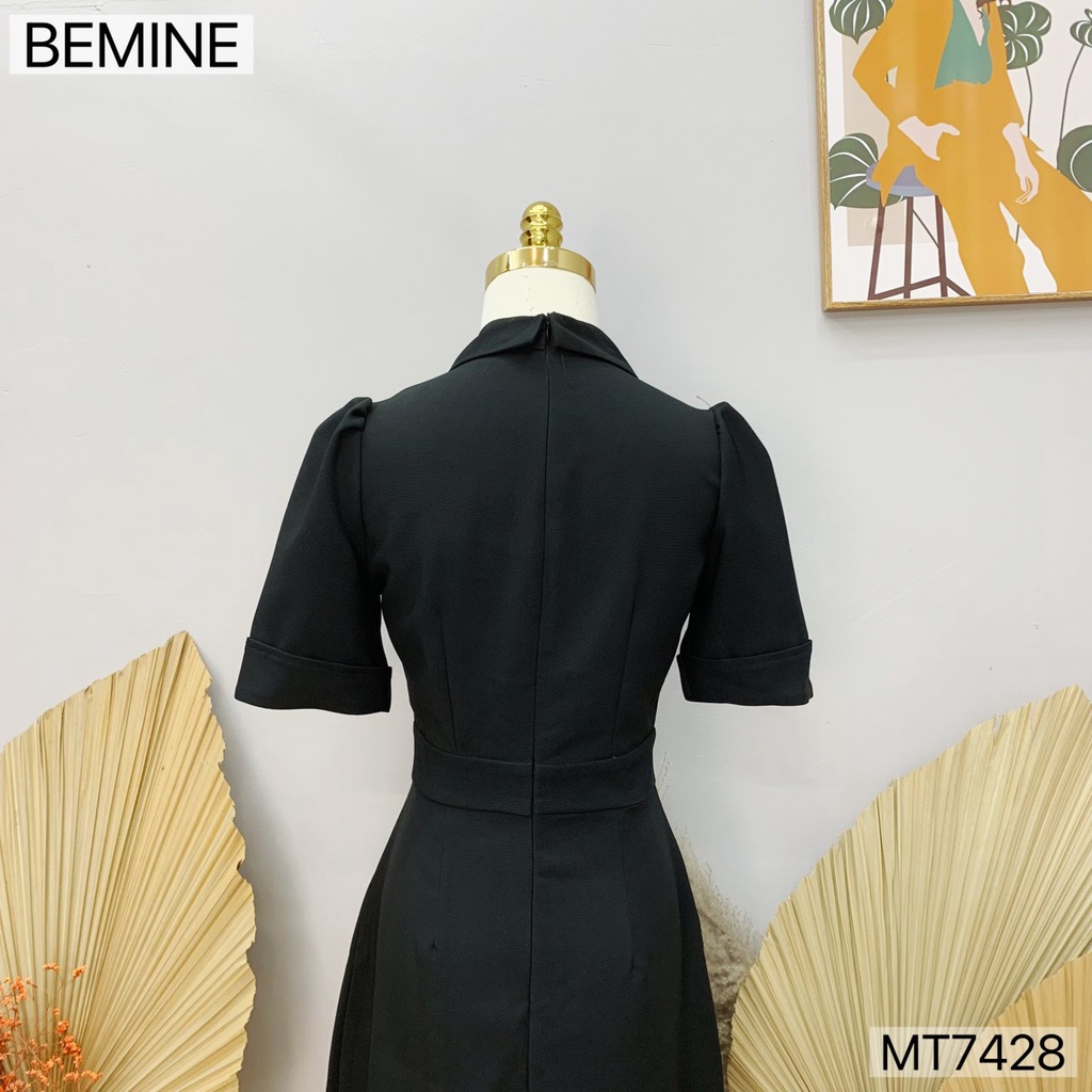 Đầm công sở cổ giả vest tùng xếp ly BEMINE MT7428