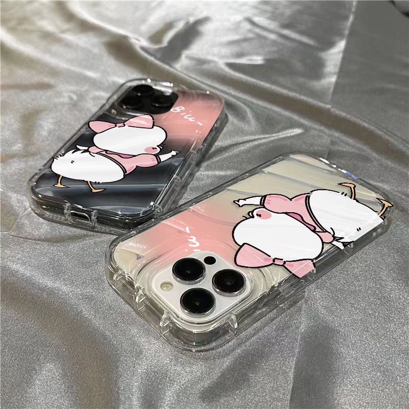 Ốp Điện Thoại Mềm Trong Suốt In Hình Chú Vịt Hồng Dễ Thương Cho Iphone xr / sins13128 7 plus 14Promax 11 TI2F