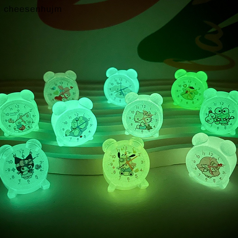 Bộ 5 Đồng Hồ Báo Thức Mini Họa Tiết Hoạt Hình Màu Dạ Quang Trang Trí Nhà Cửa / Xe Hơi