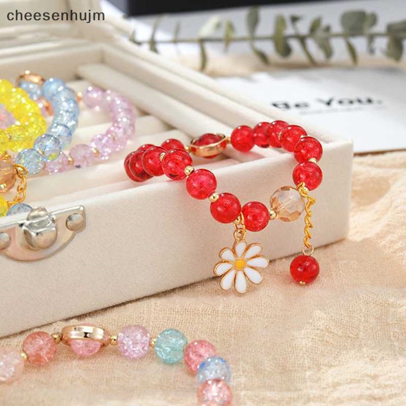 Vòng Tay Chuỗi Hạt Pha Lê Nhiều Màu Hình Hoa Cúc Thời Trang Cho Nữ