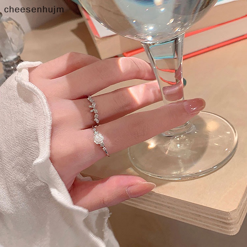 Nhẫn Hở Hình Nơ Đính Đá Zircon Màu Bạc Sáng Bóng Dễ Điều Chỉnh Cho Nữ