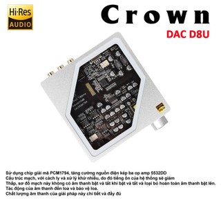 Giải mã dac crown d8u - thiết kế sang trọng - chất âm tuyệt vời - nghe nhạc cổng quang, máy tính, đọc usb