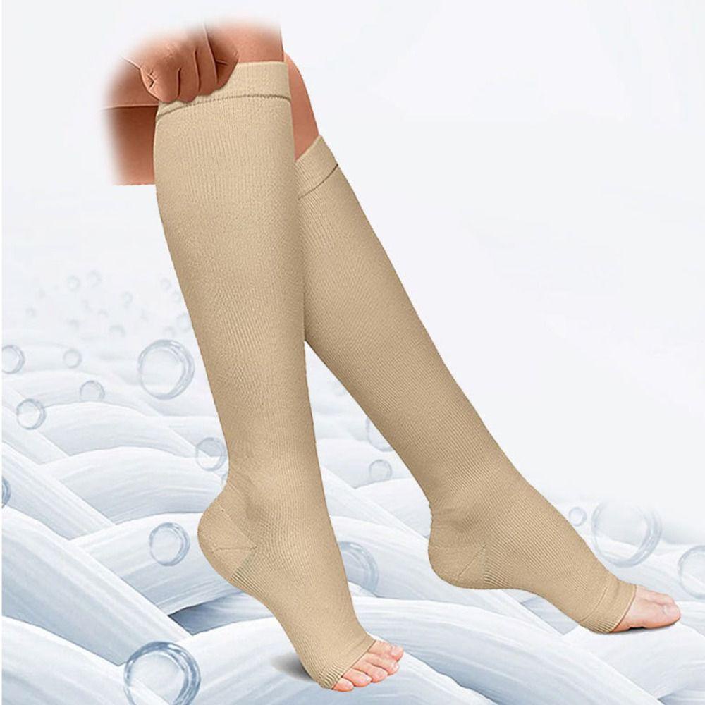 Vớ Nén Nylon Đen Dài Đến Đầu Gối Linh Hoạt Hỗ Trợ Luyện Tập Thể Thao Cho Nam Và Nữ