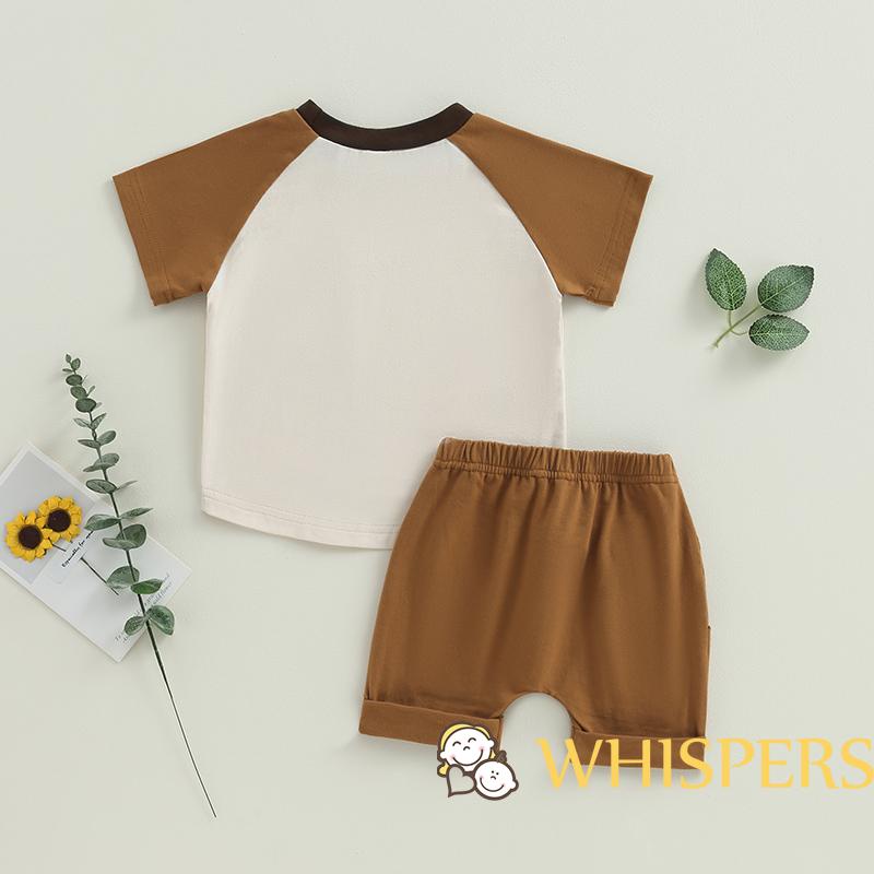 Bộ Áo Thun Tay Ngắn Và Quần Short Dây Rút Màu Sắc Tương Phản Dành Cho Bé Trai 0-3 Tuổi