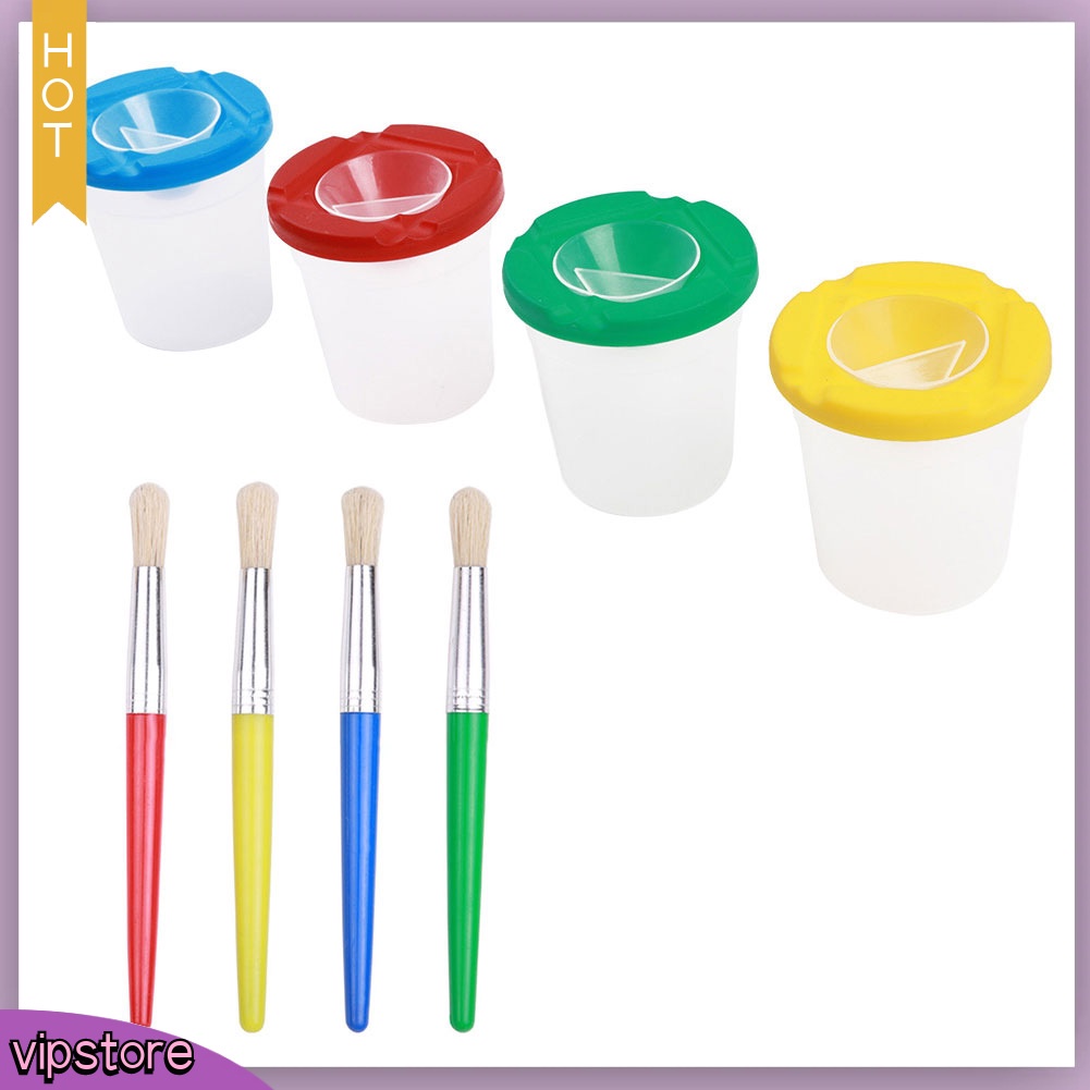 &lt;VIP&gt; Set 8 Cọ Vẽ Chống Rò Rỉ Tiện Dụng Cho Bé