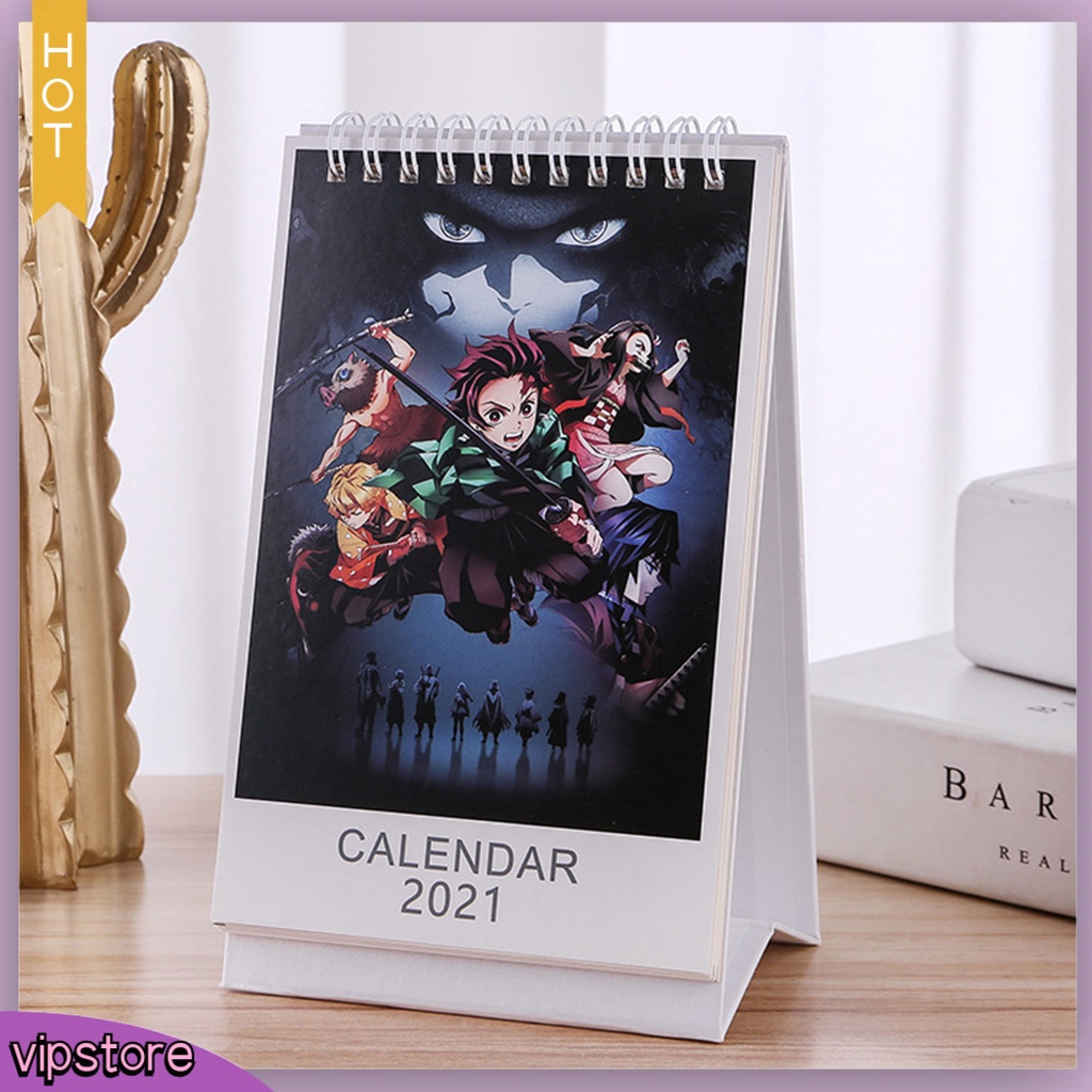 &lt;VIP&gt; Lịch Để Bàn Họa Tiết Hoạt Hình Demon Slayer 2021 Trang Trí Phòng Ngủ