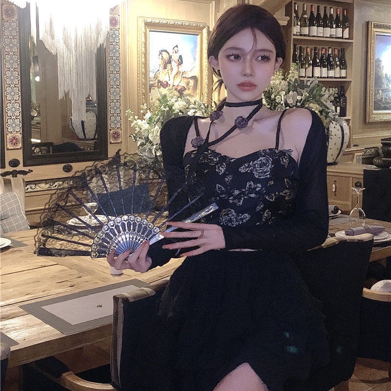 Y2k Áo Ngắn Buộc Dây Jacquard Mùa Hè In Hoa Tinh Khiết Ngọt Ngào Cho Nữ