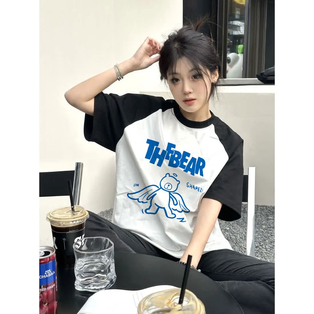 Áo Thun Cotton Cổ Tròn Ngắn Tay Dáng Rộng In Họa Tiết Màu Sắc Độc Đáo Thời Trang Mùa Hè 2023