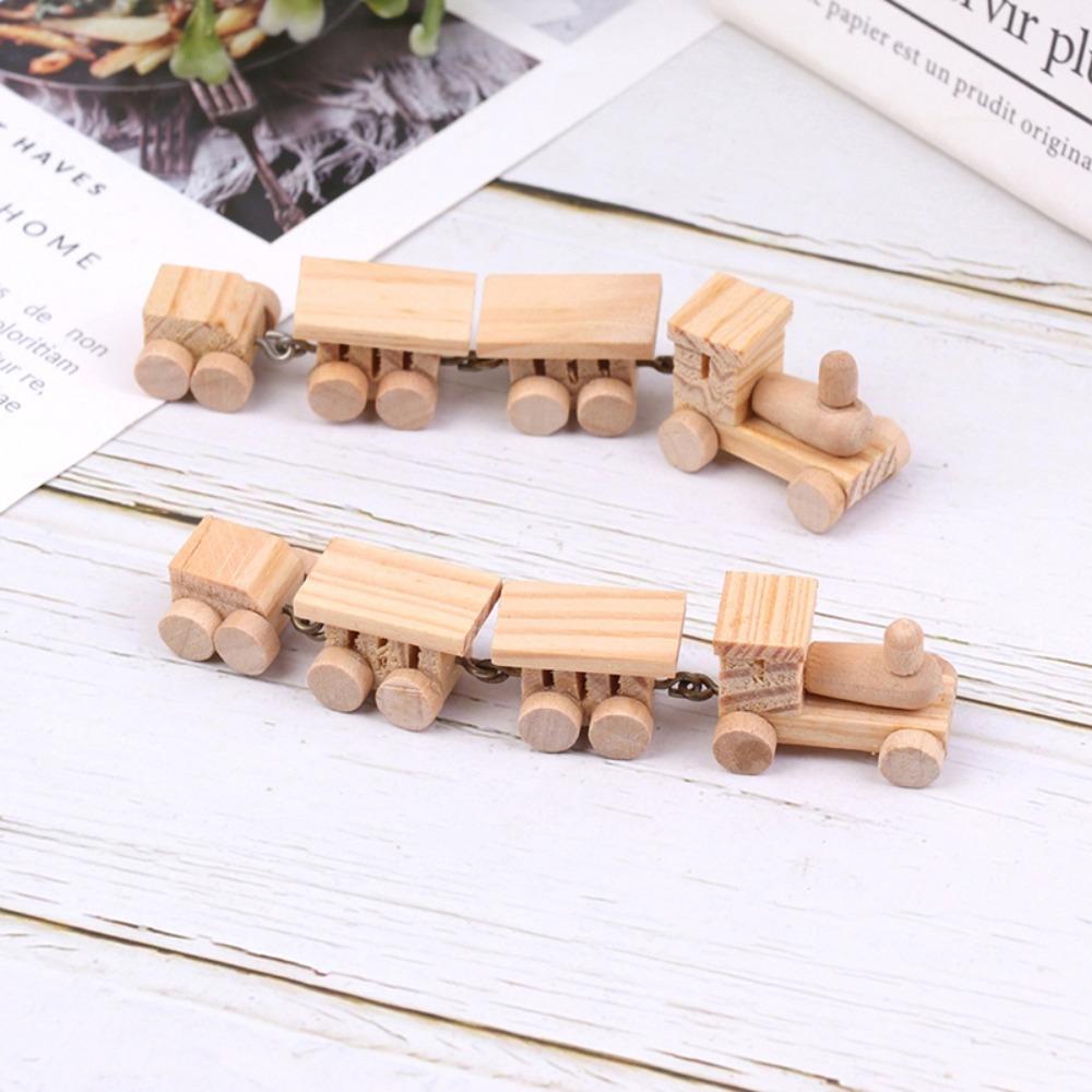 DYRUIDOJ Mô Hình Xe Lửa Mini Bằng Gỗ Nhiều Màu Sắc Trang Trí Nhà Búp Bê 1: 12