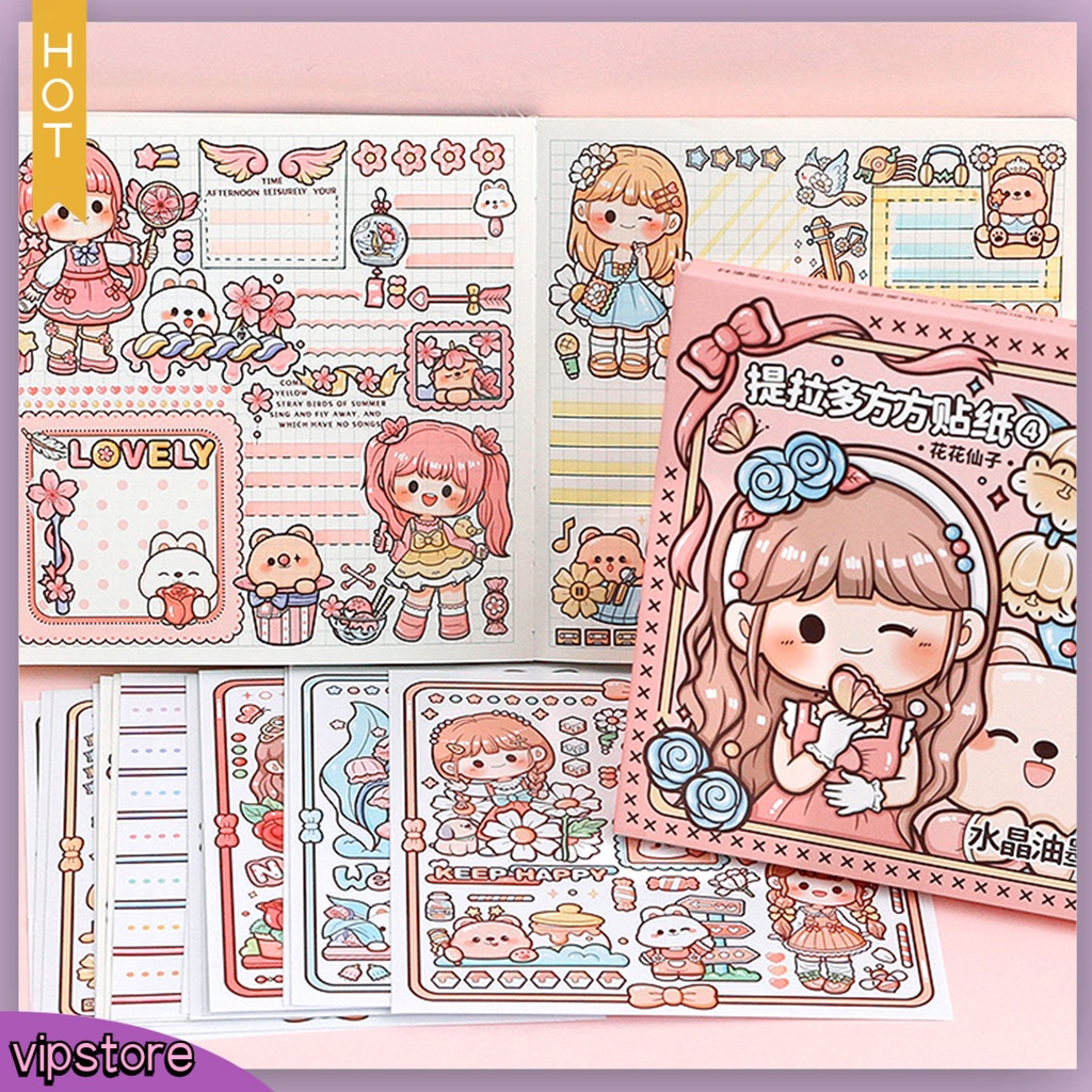 &lt;VIP&gt; Set 14 Sticker Họa Tiết Hoạt Hình Nàng Tiên Hoa Trang Trí Sổ Tay