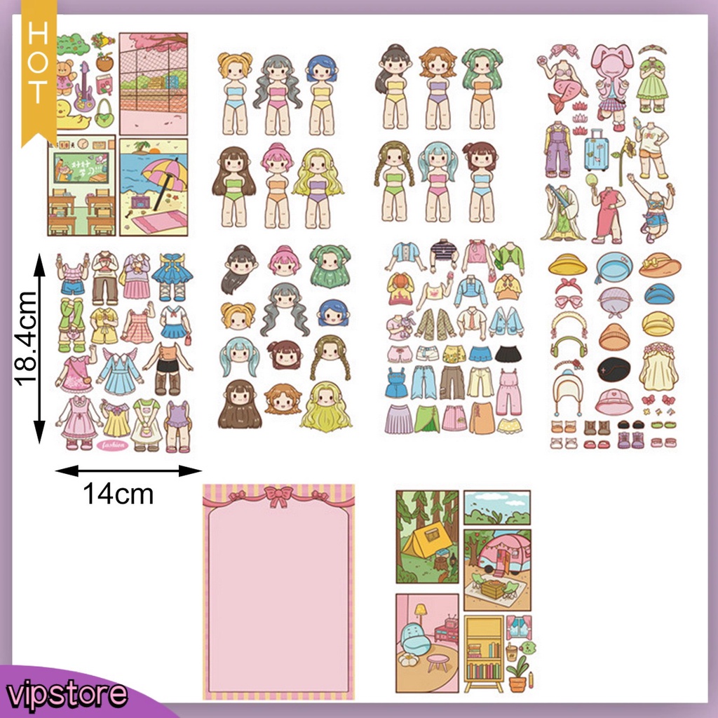 &lt;VIP&gt; Set 10 Sticker Hoạt Hình Dán Trang Trí Nhật Ký